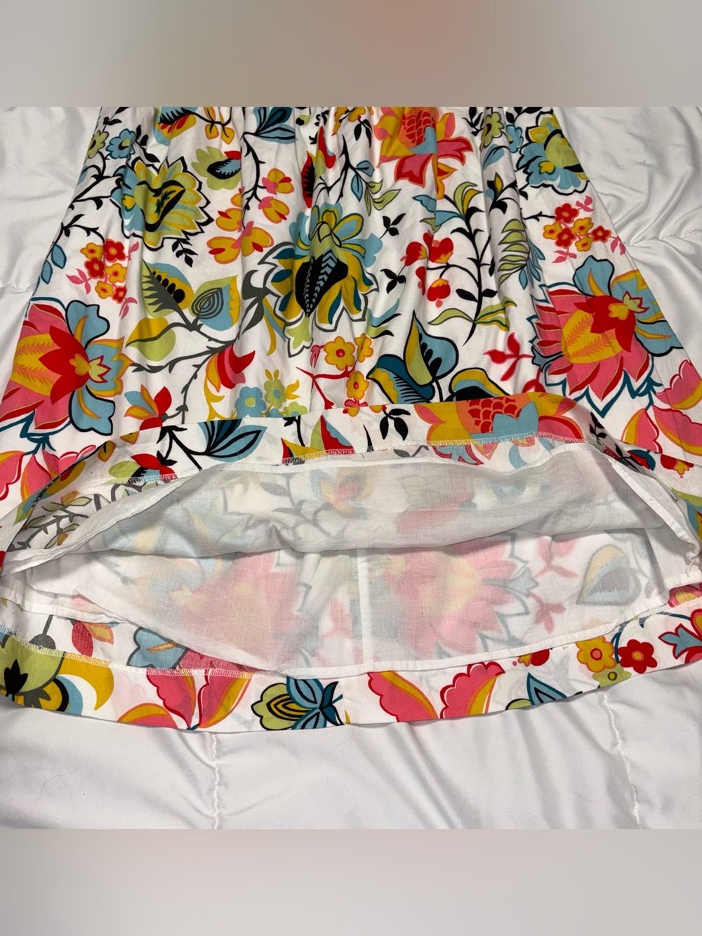 Ann Taylor floral skirt 12 cotton modal blend red green blues white - Picture 2 of 8